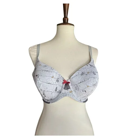 Ambrielle Holiday Decoration Wonderland Print Organic Cotton RacerBack Bra Multi - Picture 11 of 11
